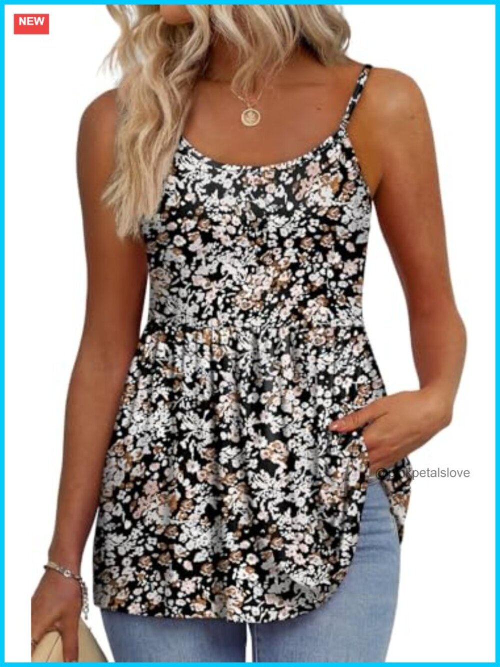 Women's Spaghetti Strap Tank Top Flowy Eyelet Embroidery Tunic Summer Beach Top